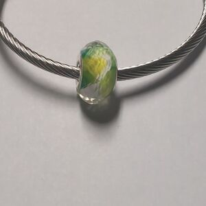 Clear with Green Artistic‎ Background Charm for Pandora Style Bracelet